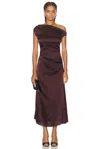 Staud One-shoulder-maxikleid Phare Aus Baumwolle In Merlot