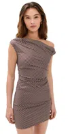 Staud Phare Mini Dress Dark Oak Micro Stripe In Dark Oak Micro Stripe