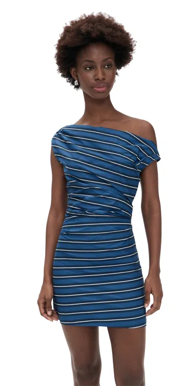 Staud Phare Mini Dress Echo Stripe In Blue