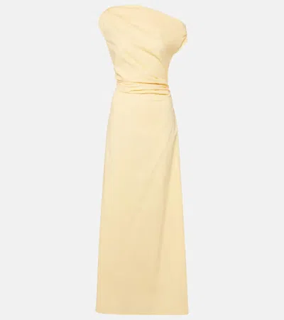 Staud One-shoulder-maxikleid Phare Aus Baumwolle In Gelb 