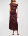 Staud One-shoulder-maxikleid Phare Aus Baumwolle In Merlot