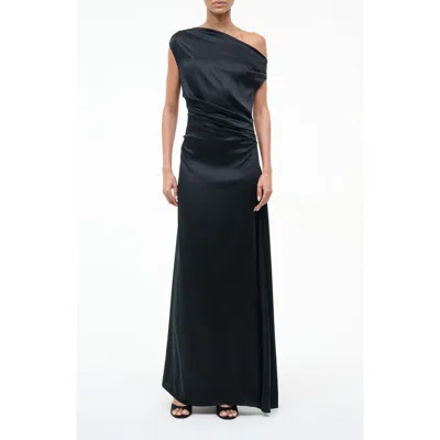 STAUD STAUD PHARE ONE-SHOULDER STRETCH SILK GOWN