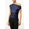Staud Phare Draped One-shoulder Top In Navy