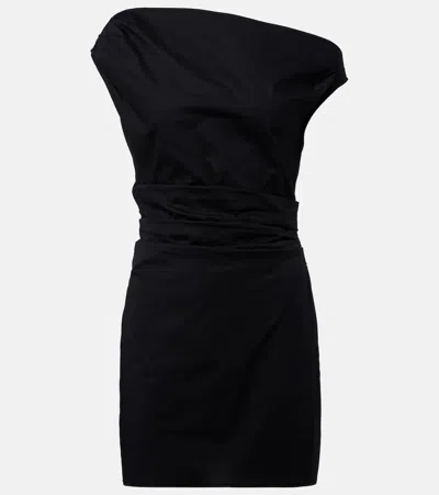 STAUD PHARE RUCHED COTTON POPLIN MINIDRESS