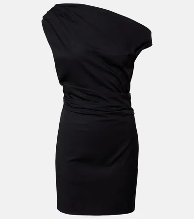 Staud Phare Ruched Cotton Poplin Minidress In Black