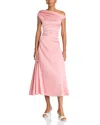 Staud Phare Draped Silk-blend Midi Dress In Rose