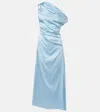 Staud Silk-blend Phare Midi Dress In Blue