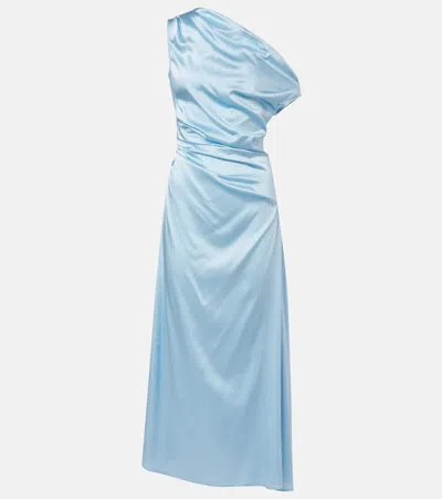 Staud Phare Silk-blend Satin Cocktail Dress In Blue