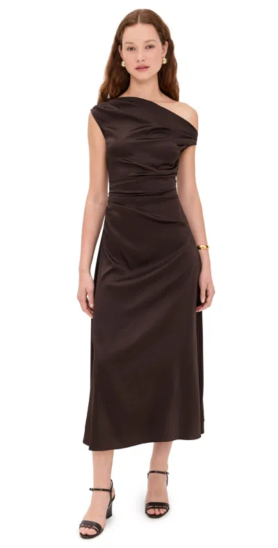 STAUD PHARE SILK DRESS EARTH