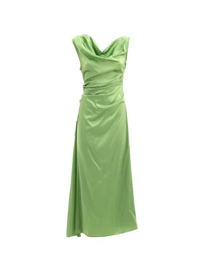 Staud Phare Silk Dress In Green