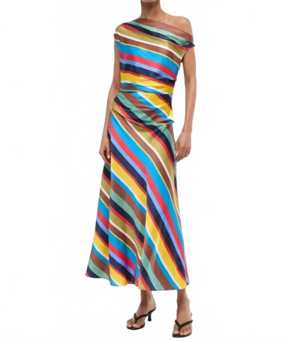 Staud Phare Silk Dress In Marketstripe In Multi