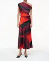 Staud Phare One-shoulder Stretch Silk Midi Dress In Multi