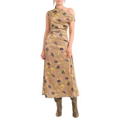 Staud Phare Silk Dress In Vintage Floral In Brown
