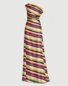 Staud Phare One-shoulder Draped Striped Silk-blend Satin Maxi Dress In Multi
