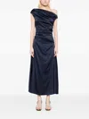 Staud Stretch-silk Asymmetric Phare Midi Dress