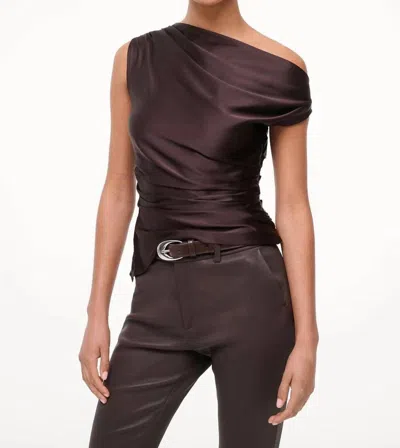 Staud Phare Silk Top In Earth In Burgundy