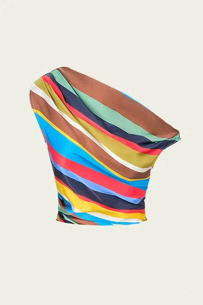 Staud Phare Silk Top In Market Stripe