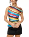 Staud Phare Silk Top In Market Stripe In Multi