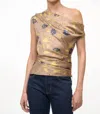 Staud Phare Silk Top In Vintage Floral In Brown