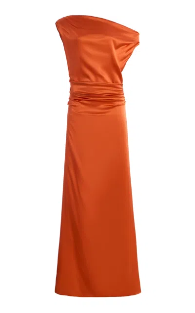 Staud Phare Silk-blend Maxi Dress In Orange