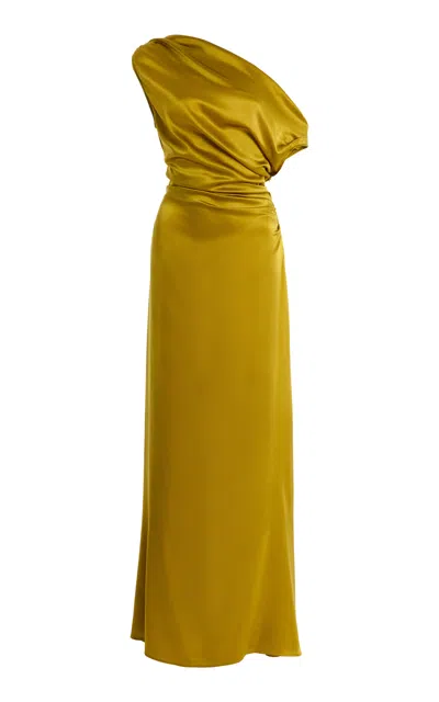 Staud Phare Stretch-silk Maxi Dress In Brown