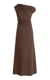 Staud Phare Striped Asymmetric Maxi Dress In Grey
