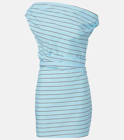 Staud Phare Striped Cotton Poplin Minidress In Blue