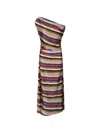 Staud Phare One-shoulder Draped Striped Silk-blend Satin Maxi Dress In Multi