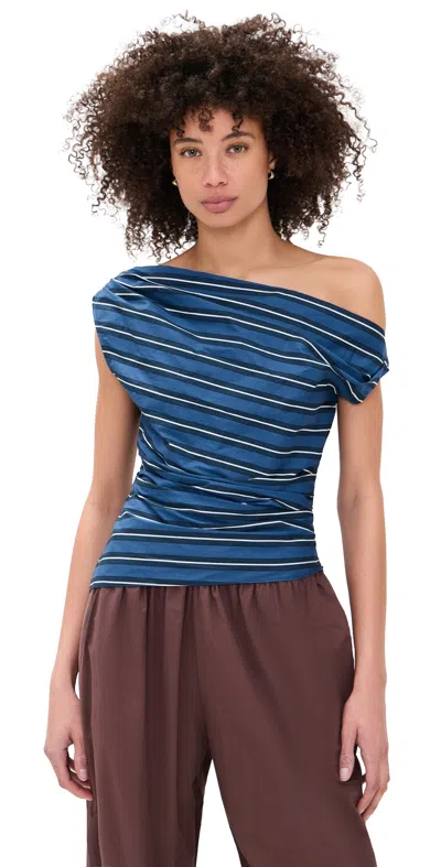 Staud Phare Top Echo Stripe In Blue