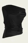 Staud Phare One-shoulder Draped Silk-blend Satin Top