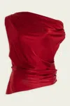 Staud Phare Satin One-shoulder Top