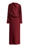 Staud Phoebe Draped Silk Maxi Dress In Burgundy