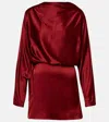 Staud Phoebe Silk-blend Satin Minidress In Burgundy