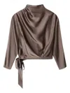 Staud Phoebe Dolman Sleeve Silk Top In Brown