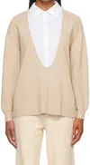 Staud Pietro Sweater In Camel/white In Neutral