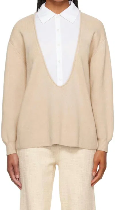 Staud Pietro Sweater In Camel/white In Neutral
