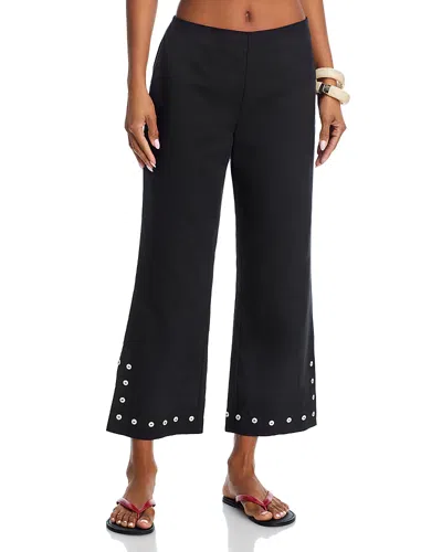 Staud Piha Button Trim Pants In Black