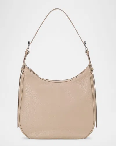 Staud Pine Zip Leather Hobo Bag In Dune