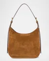 Staud Pine Zip Suede Hobo Bag In Tan