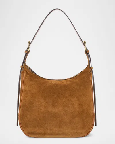 Staud Pine Zip Suede Hobo Bag In Tan
