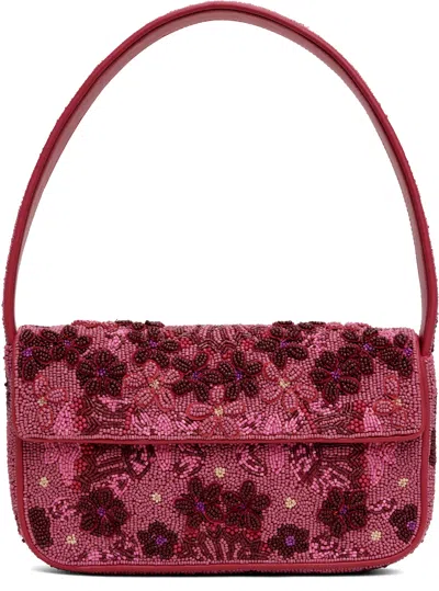 Staud Pink & Burgundy Tommy Beaded Bag In Blgp Blossom Garden