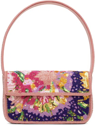 Staud Pink Tommy Beaded Bag In Aur Aurora