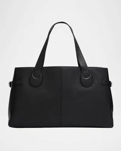 Staud Piper Grain Leather Tote Bag In Black