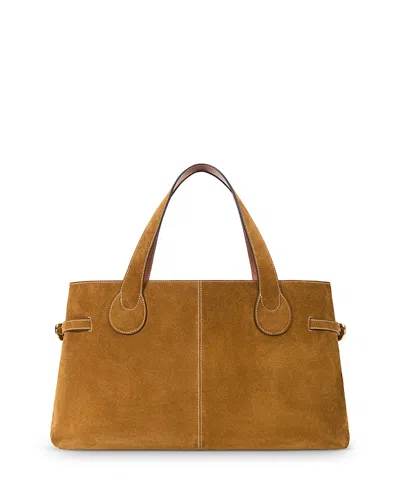 Staud Piper Suede Tote In Brown