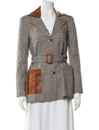 Pre-owned Staud Plaid Print Blazer In Multi