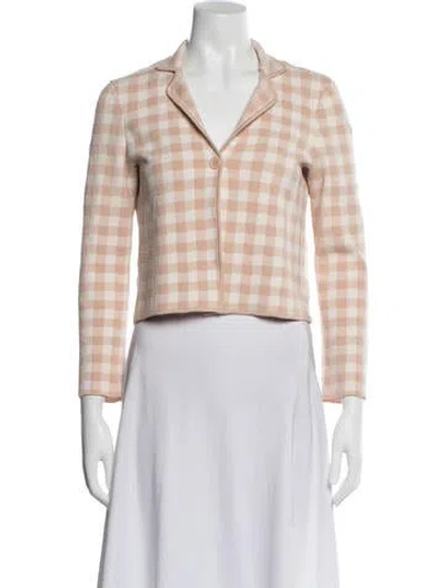 Pre-owned Staud Plaid Print Blazer In Neutral