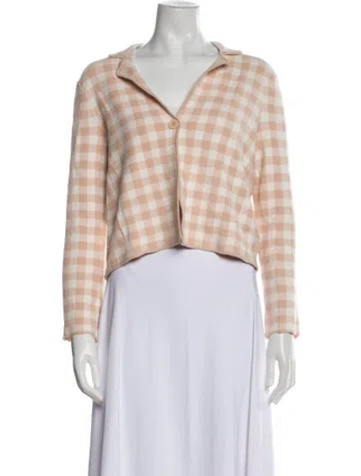 Pre-owned Staud Plaid Print Blazer In Pink