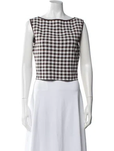 Pre-owned Staud Plaid Print Dress W/ Tags In Brown
