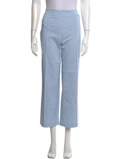 Pre-owned Staud Plaid Print Flared Pants W/ Tags In Blue