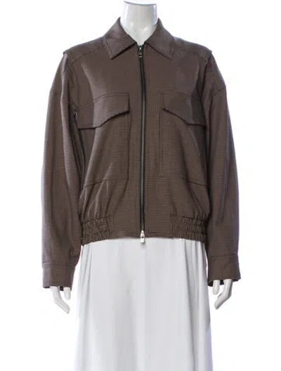Pre-owned Staud Plaid Print Jacket In Brown